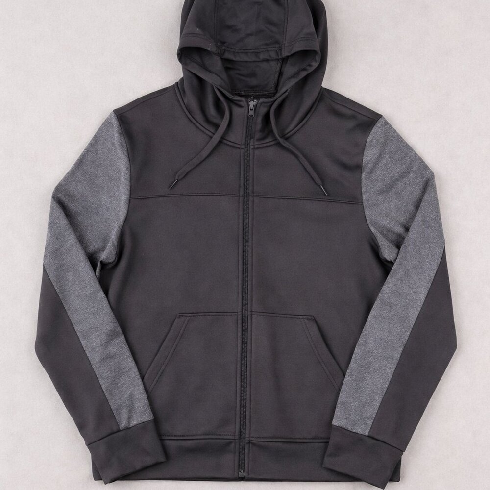 Adidas ClimaWarm Men’s Full Zip Hoodie Jacket Size Large Black Gray Fleece - Picture 3 of 13